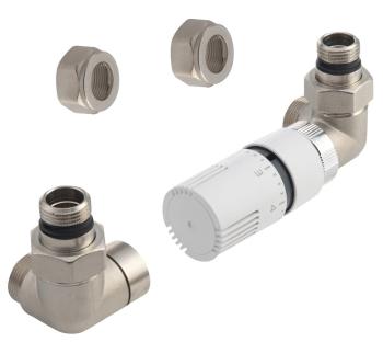 Zestaw przyłączeniowy z termostatem nikiel/biały prawy ECO CP9912RS Aqualine
