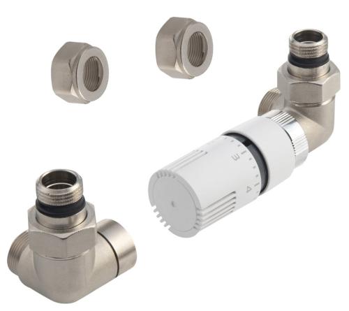 Zestaw przyłączeniowy z termostatem nikiel/biały prawy ECO CP9912RS Aqualine