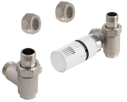 Zestaw przyłączeniowy z termostatem nikiel/biały prawy ECO COMBI CP994S Aqualine