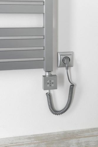 Grzałka elektryczna z termostatem srebrna KTX 800 W KTX-S-800 Sapho podłaczona