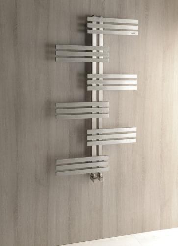 Grzejnik łazienkowy 600 x 1190 mm stal nierdzewna szczotkowana 254 W RADO NR650 Sapho wizualizacja