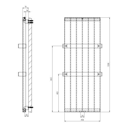 Grzejnik łazienkowy 608 x 1806 mm biały ze strukturą 1070 W MAGNIFICA IR137 Sapho rysunek