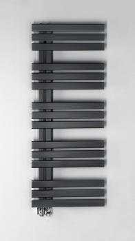Grzejnik łazienkowy 500 x 1236 mm antracyt metalik 561 W SILVANA IR154 Sapho na ścianie