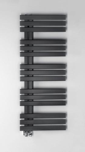 Grzejnik łazienkowy 500 x 1236 mm antracyt metalik 561 W SILVANA IR154 Sapho na ścianie