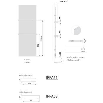 Grzejnik elektryczny z termostatem 606 x 1765 mm antracyt metalik 900 W ELION IR510 Sapho rysunek