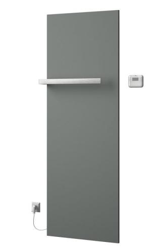Grzejnik elektryczny z termostatem 606 x 1765 mm srebrny metalik 900 W ELION IR512 Sapho