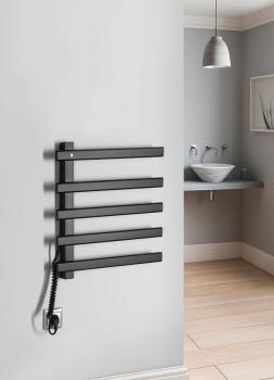 Łazienkowa suszarka elektryczna 480 x 520 x 50 mm czarny mat 85 W ELCOR EB530 Sapho wizualizacja