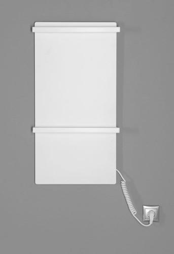 Łazienkowa suszarka elektryczna 400 x 800 mm biały mat 120 W ELMIS EB420 Sapho na ścianie