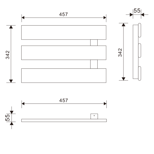 Łazienkowa suszarka elektryczna 480 x 330 x 45 mm biały 50 W ELVIS EB480 Aqualine rysunek