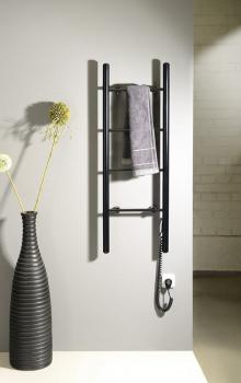 Łazienkowa suszarka elektryczna 400 x 1120 mm czarny mat 87 W KARBO KB904 Sapho wizualizacja