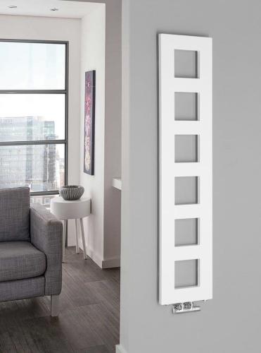 Grzejnik łazienkowy 280 x 1330 mm biały mat 353 W BLOCK IR183 Sapho wizualizacja