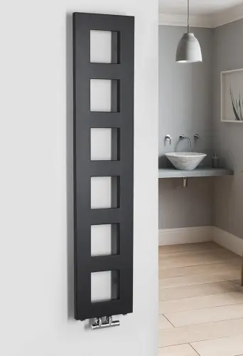 Grzejnik łazienkowy 280 x 1330 mm czarny mat 353 W BLOCK IR181 Sapho wizualizacja
