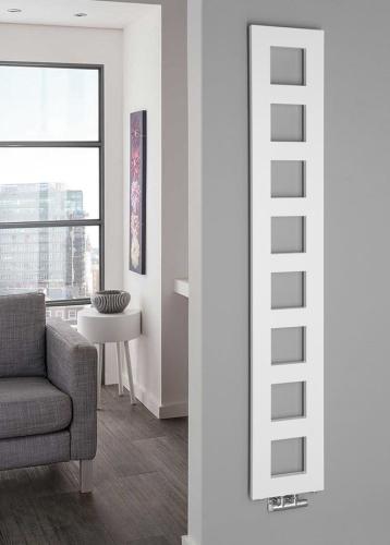 Grzejnik łazienkowy 280 x 1750 mm biały mat 461 W BLOCK IR184 Sapho wizualizacja