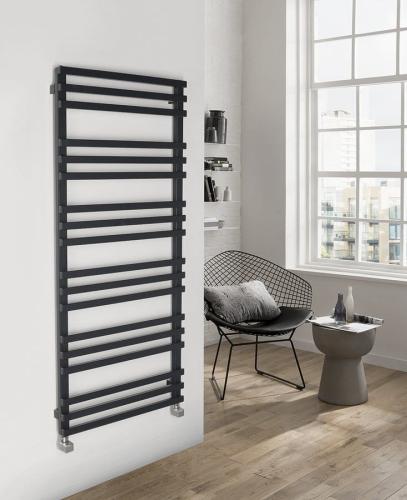 Grzejnik łazienkowy 500 x 1215 mm czarny mat 495 W FANTINA IR511 Sapho wizualizacja