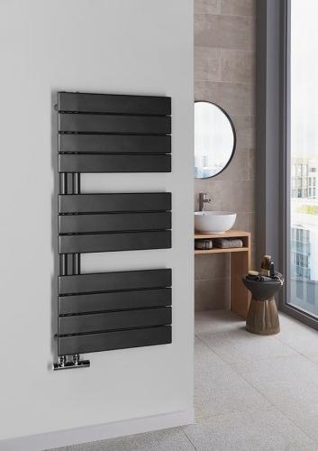 Grzejnik łazienkowy 450 x 934 mm antracyt 381 W MILI DC605T Aqualine wizualizacja