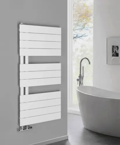 Grzejnik łazienkowy 450 x 934 mm biały 381 W MILI DC600T Aqualine  wizualizacja