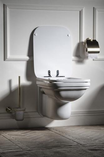 Deska WC wolnoopadająca biała, zawiasy chrom WALDORF 418801 Kerasan aranżacja