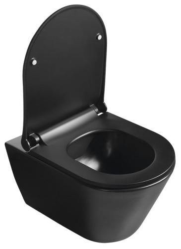 Deska WC wolnoopadająca czarny mat AWA 100787-110 Sapho otwarta