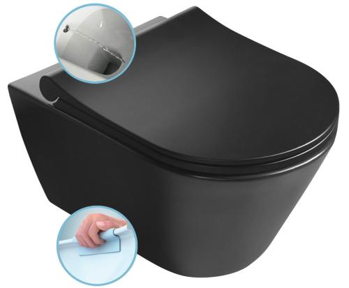 Miska WC podwieszana z funkcją bidetu czarny mat RIMLESS 35,5 x 53 cm AWA 100312-110 Sapho
