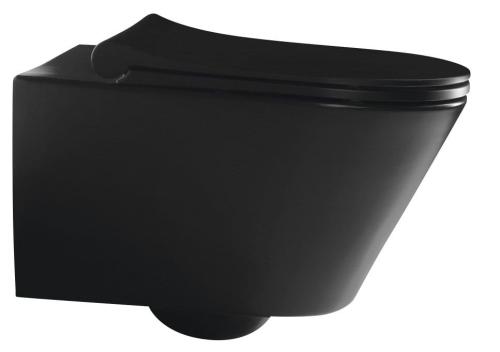 Miska WC podwieszana z funkcją bidetu czarny mat RIMLESS 35,5 x 53 cm AWA 100312-110 Sapho bokiem