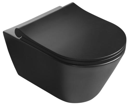 Miska WC podwieszana czarny mat RIMLESS 35,5 x 53 cm AWA 100314-110 Sapho od góry