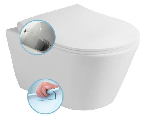 Miska WC podwieszana z funkcją bidetu biały RIMLESS 35,5 x 53 cm AVVA 100312 Sapho