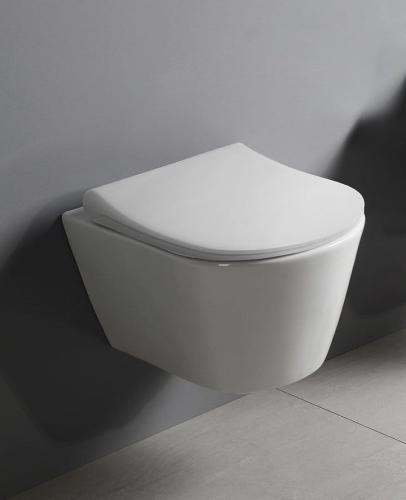 Miska WC podwieszana biały RIMLESS 35,5 x 53 cm AVVA 100314 Sapho wiszace