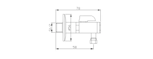 Zawór kątowy 1/2 x 3/8 różowe złoto 2020RZL Sapho rysunek