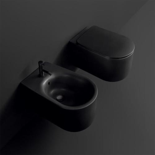 Miska WC podwieszana czarny mat RIMLESS 35 x 55 cm NOLITA 531431 Kerasan  od góry