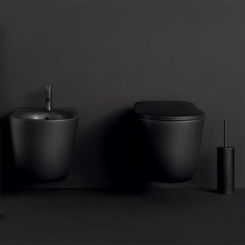Miska WC podwieszana czarny mat RIMLESS 35 x 55 cm NOLITA 531431 Kerasan  aranżacja