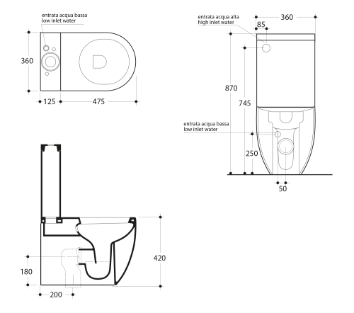 Zbiornik wody do kompaktu WC FLO/EGO 318101 Kerasan  rys.2