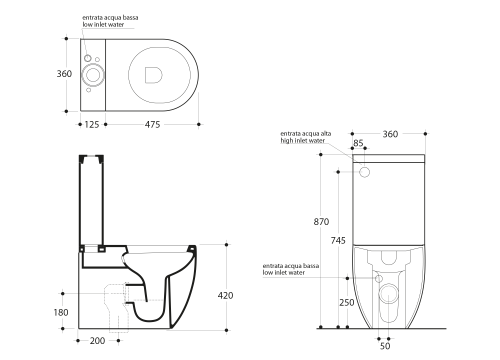 Miska WC 36 x 43 x 60 cm odpływ pionowy/poziomy FLO 311701 Kerasan rysunek
