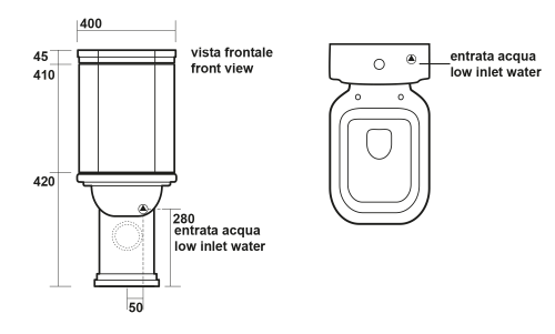 Miska WC 40 x 42 x 68 cm odpływ pionowy/poziomy WALDORF 411701 Kerasan  rysunek