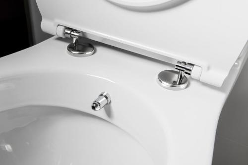 Kompakt WC KOMBI z funkcją bidetu biały odpływ poziomy KAIRO PC106 Sapho z bliska