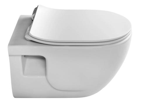 Miska WC podwieszana biały RIMLESS 36,5 x 53 cm BRILLA 100614 Sapho bokiem