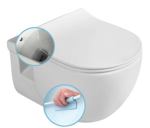 Miska WC podwieszana z funkcją bidetu biały RIMLESS 36,5 x 53 cm BRILLA 100612 Sapho