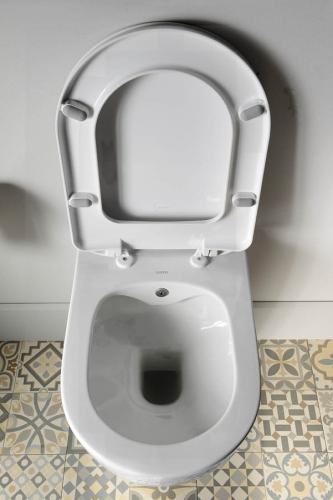 Miska WC podwieszana z funkcją bidetu biały RIMLESS 36,5 x 53 cm BRILLA 100612 Sapho z góry