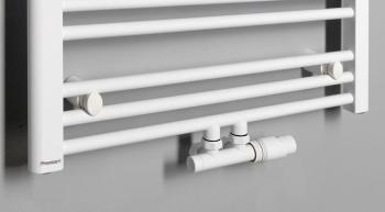 Grzejnik łazienkowy 600 x 1250 mm biały 611 W ALBRECHT 600.117.4 Bruckner podłączenie