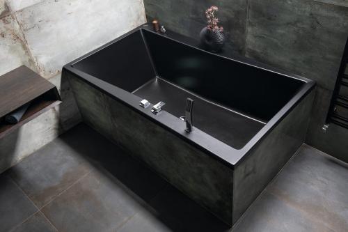 Bateria nawannowa dwuotworowa z przełącznikiem chrom INFINIT IF100 Sapho wizualizacja