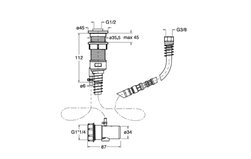Gniazdo okrągłe pod rączkę prysznicową z wężem czarny mat FOLLOW ME PD46713 Silfra rysunek