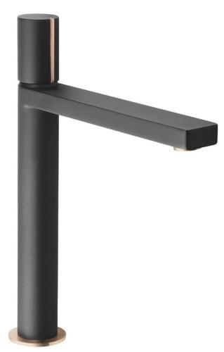 Bateria umywalkowa wysoka stojąca czarny/różowe złoto KAISA ZT091 Sapho