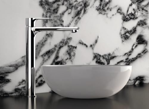 Bateria umywalkowa wysoka stojąca biały mat PAX XA07/14 Sapho aranżacja