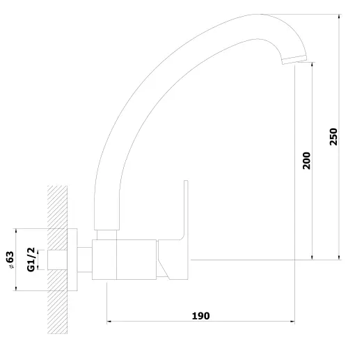 Bateria zlewozmywakowa ścienna chrom SIEGER 914.015.1 Bruckner rysunek