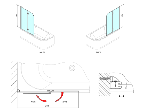 Parawan nawannowy 970 mm RENDE BS-97 Polysan  rysunek