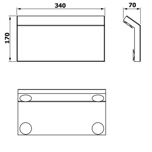 Zagłówek do wanny czarny BRENTO 250501 Polysan rysunek