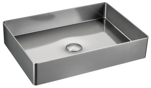 Umywalka nablatowa stal nierdzewna z korkiem 50 x 35 cm stal nierdzewna szczotkowana AURUM AU403 Sapho