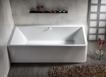 Wanna wolnostojąca 175x75 cm przyścienna biały MARLENE CURVE L MONOLITH 72034MCL Polysan aranżacja