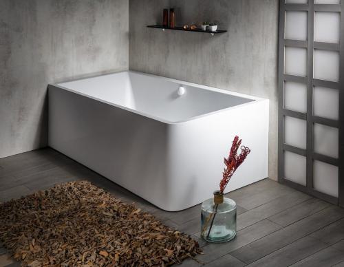 Wanna wolnostojąca 185x85 cm przyścienna biały MARLENE CURVE L MONOLITH 71607MCL Polysan aranżacja