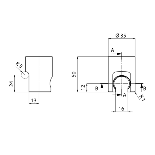 Uchwyt punktowy ścienny czarny mat SD715 Sapho rysunek