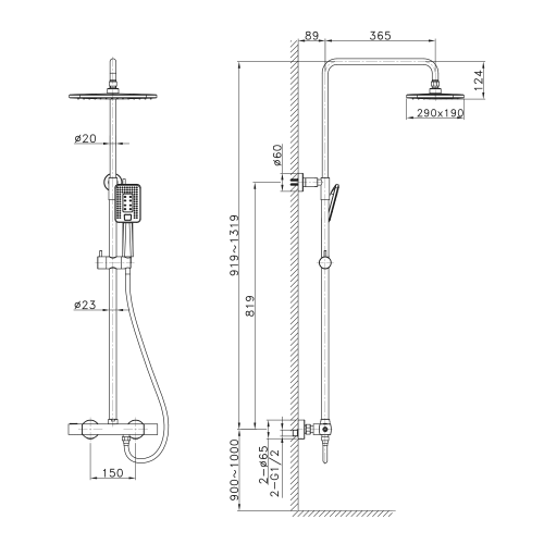 Zestaw prysznicowy z baterią termostatyczną czarny mat DARK KJ639 Sapho rysunek